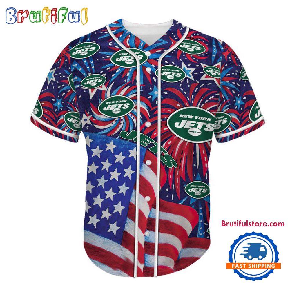 New York Jets USA Flag Independence Day Baseball Jersey, Sport Team 4th of July Jersey