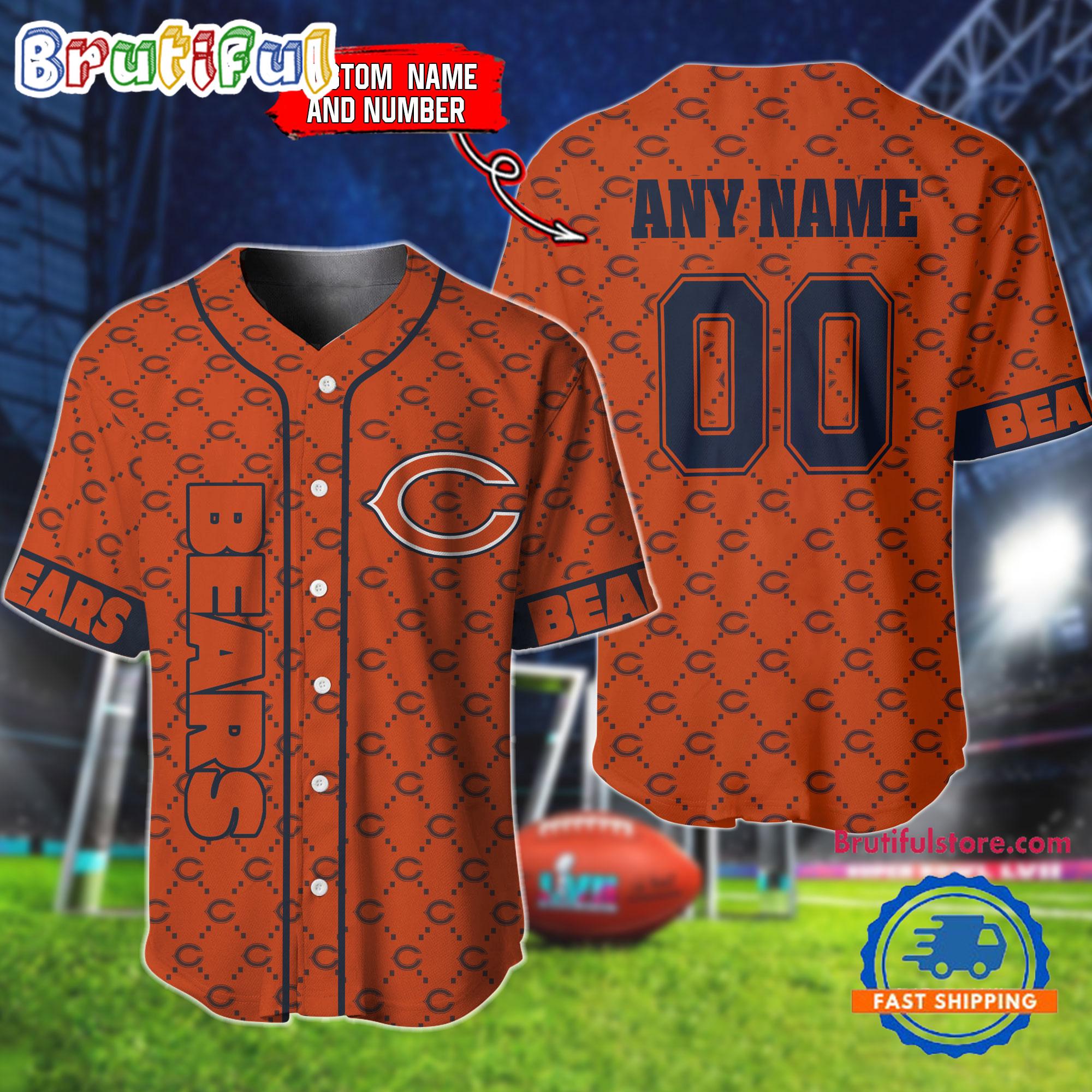 NFL Chicago Bears Logo Team Hologram Pattern Design Baseball Jersey