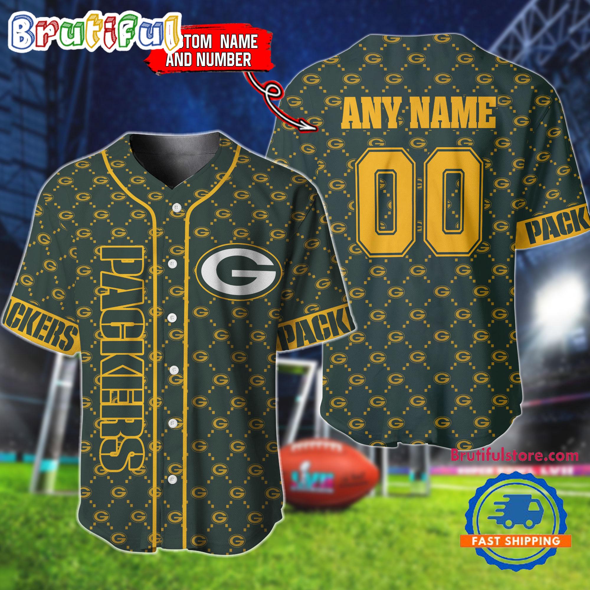 NFL Green Bay Packers Logo Team Hologram Pattern Design Baseball Jersey