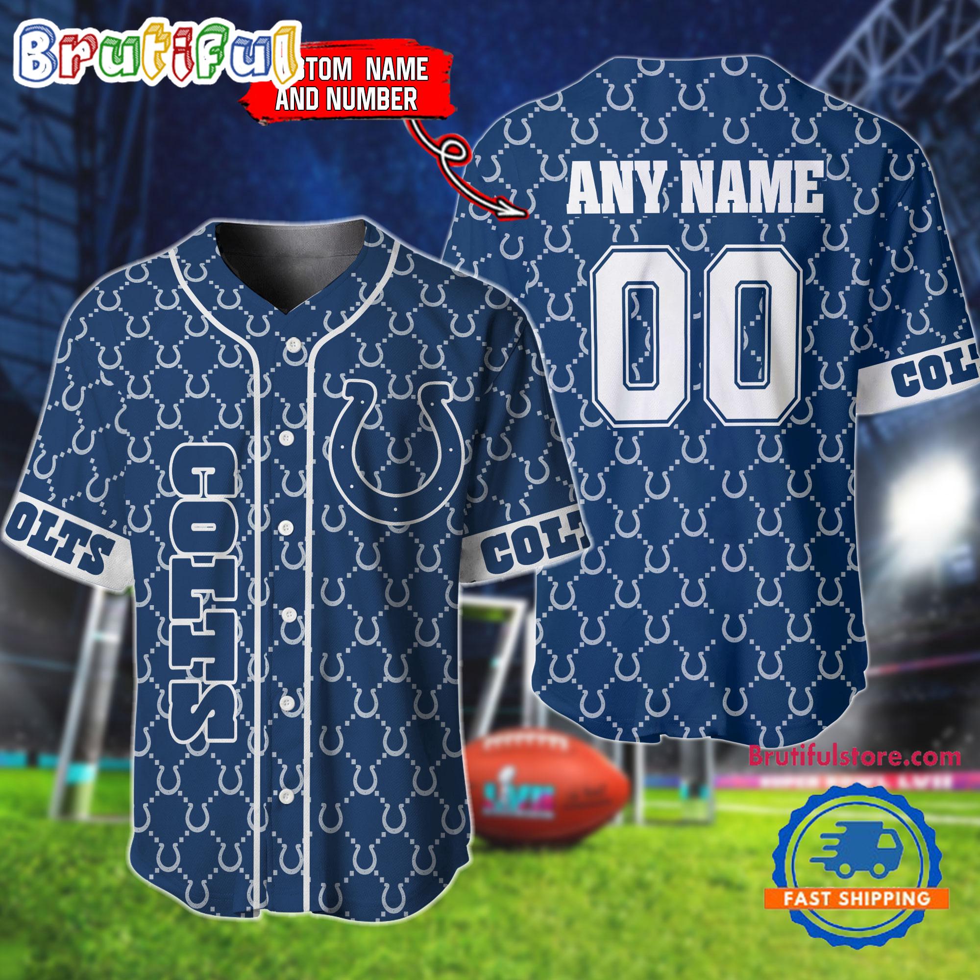 NFL Indianapolis Colts Logo Team Hologram Pattern Design Baseball Jersey