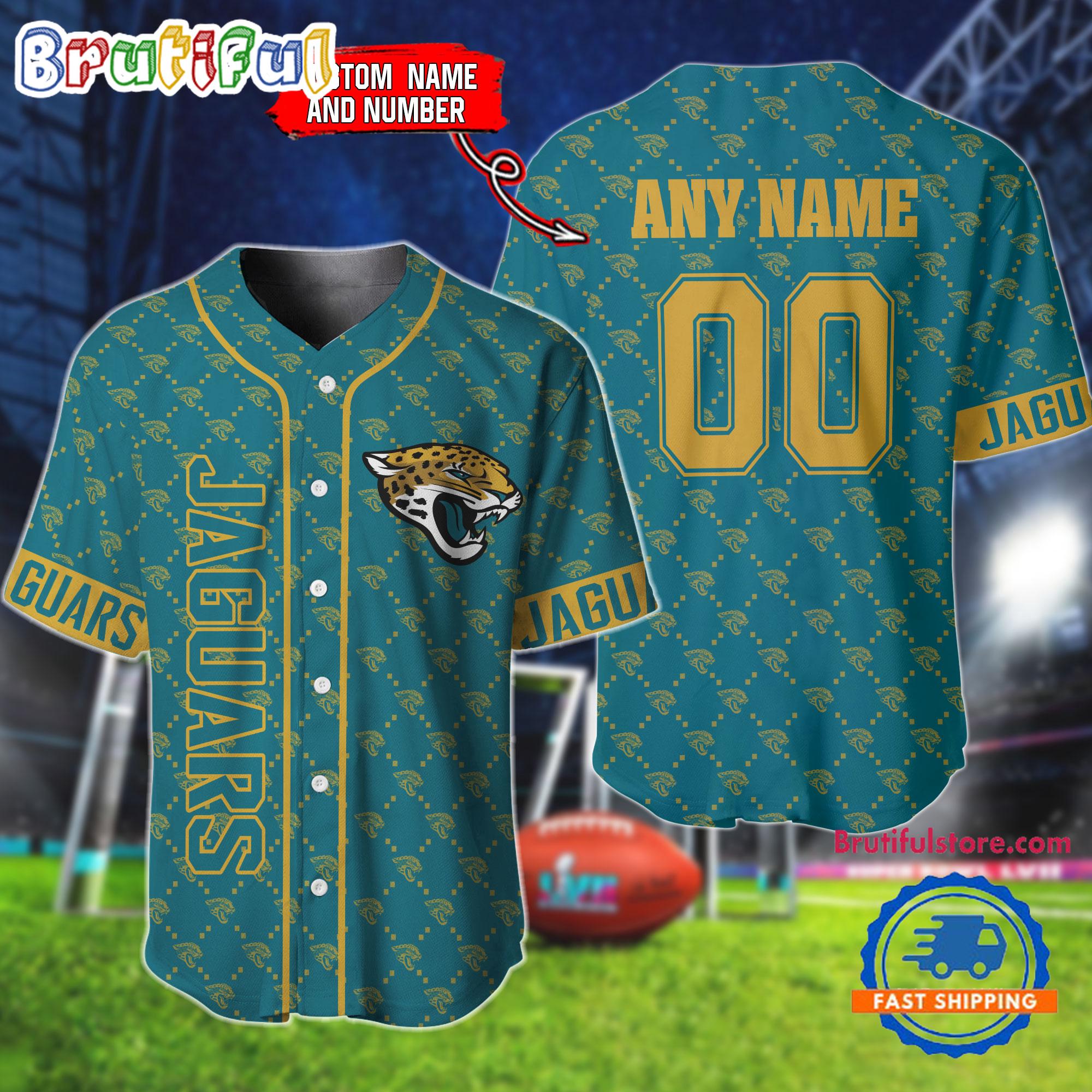 NFL Jacksonville Jaguars Logo Team Hologram Pattern Design Baseball Jersey