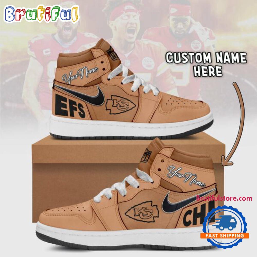 NFL Kansas City Chiefs Brown Air Jordan 1 Hightop Shoes
