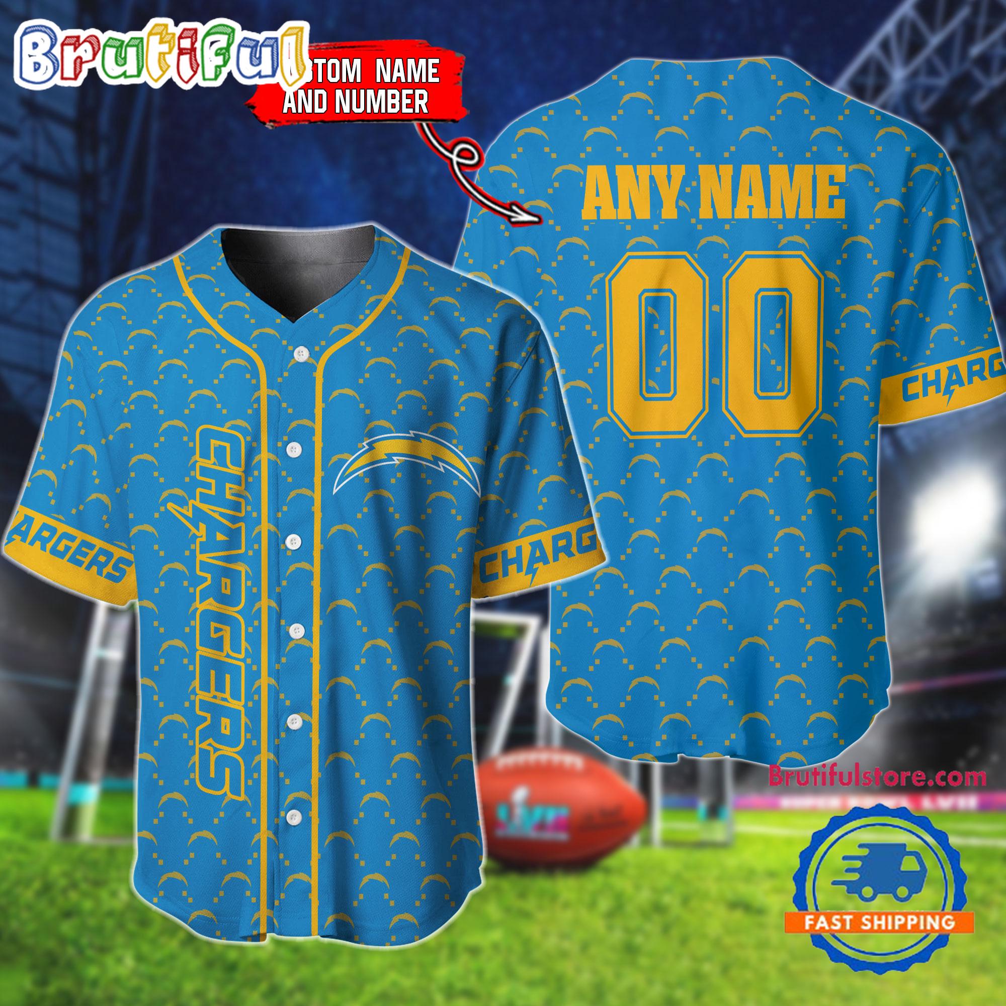 NFL Los Angeles Chargers Logo Team Hologram Pattern Design Baseball Jersey