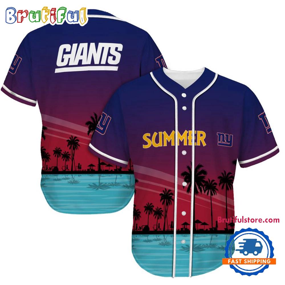 NFL New York Giants Palm Trees Summer On The Beach Baseball Jersey