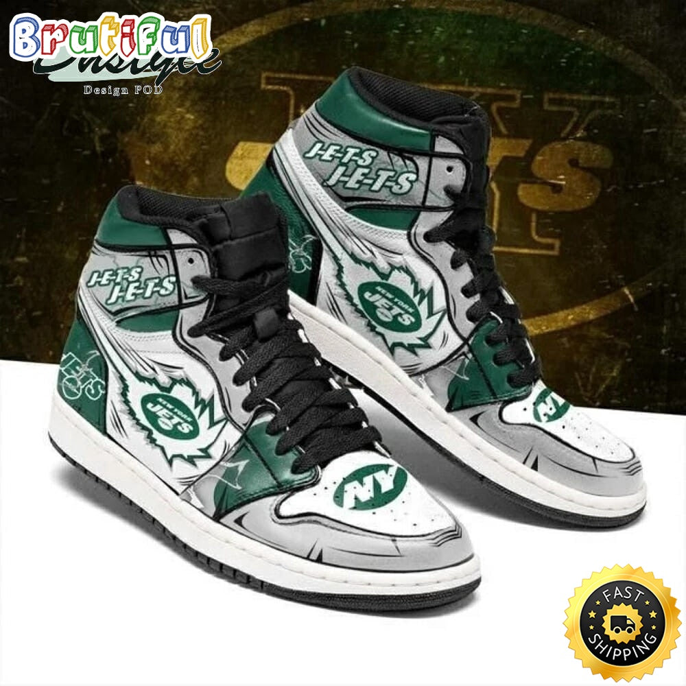 NFL New York Jets Green Grey Air Jordan 1 High Sneakers