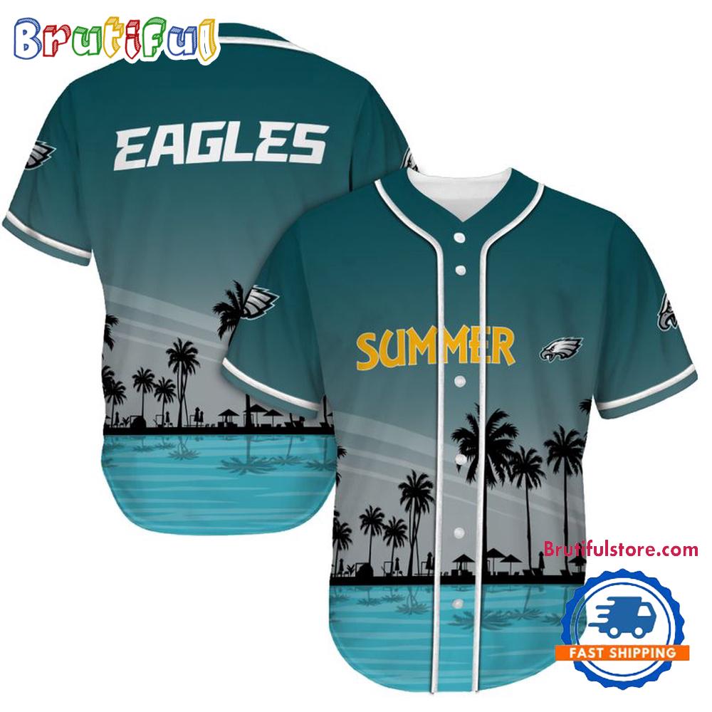 NFL Philadelphia Eagles Palm Trees Summer On The Beach Baseball Jersey