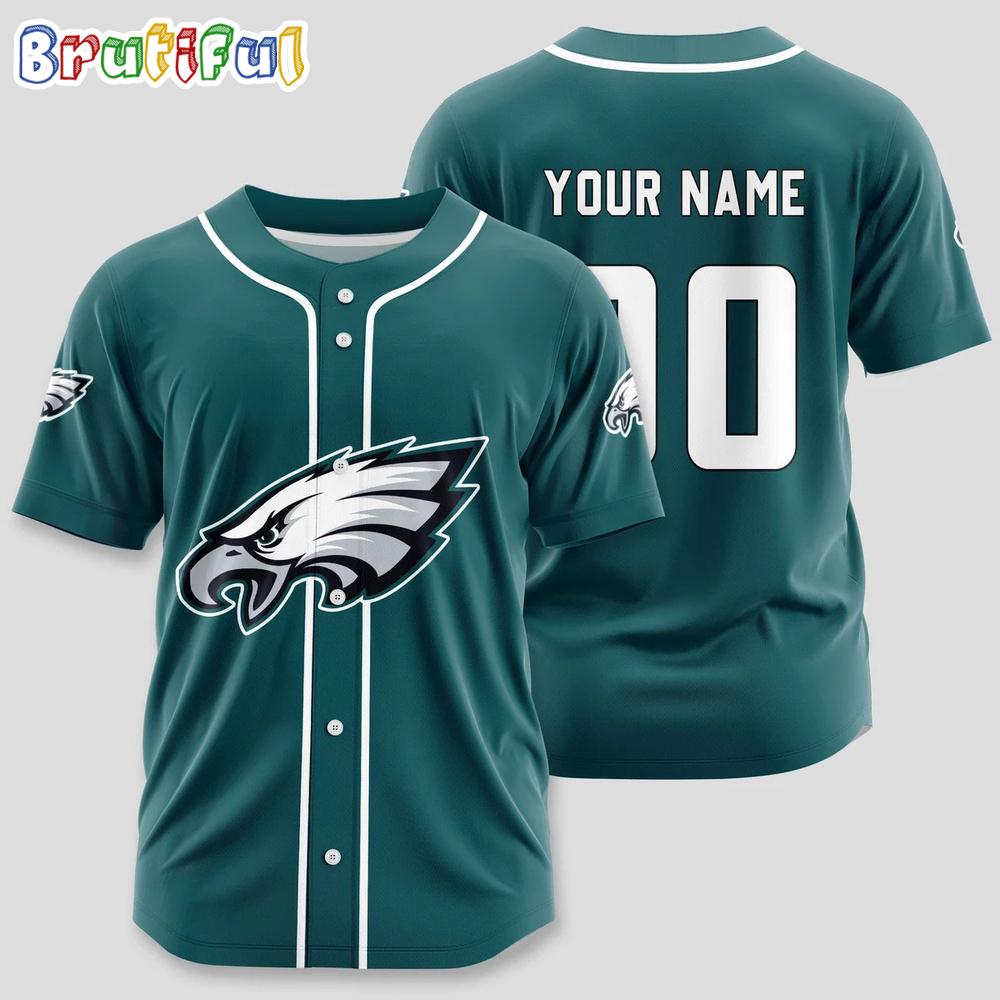 NFL Philadelphia Eagles Team Logo Custom Baseball Jersey