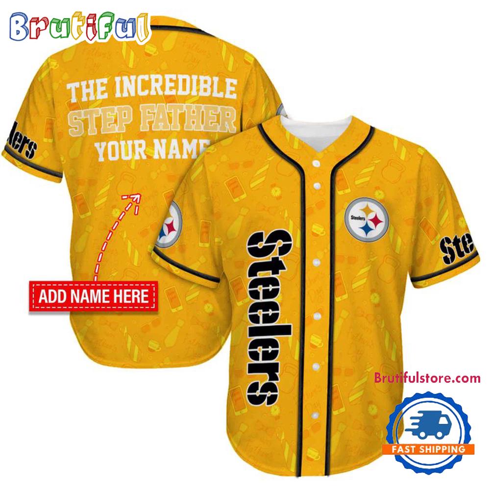 NFL Pittsburgh Steelers The Increadible Step Father's Day Baseball Jersey