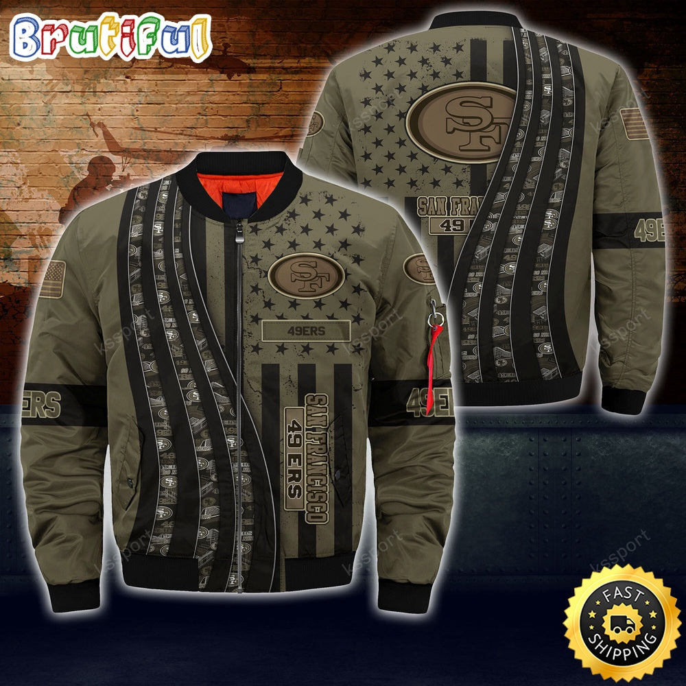NFL San Francisco 49ers Bomber Jacket Camo For Fans