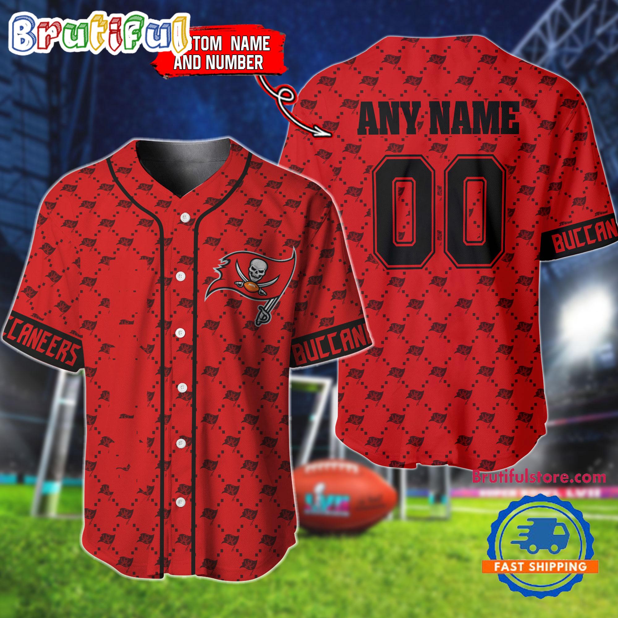 NFL Tampa Bay Buccaneers Logo Team Hologram Pattern Design Baseball Jersey