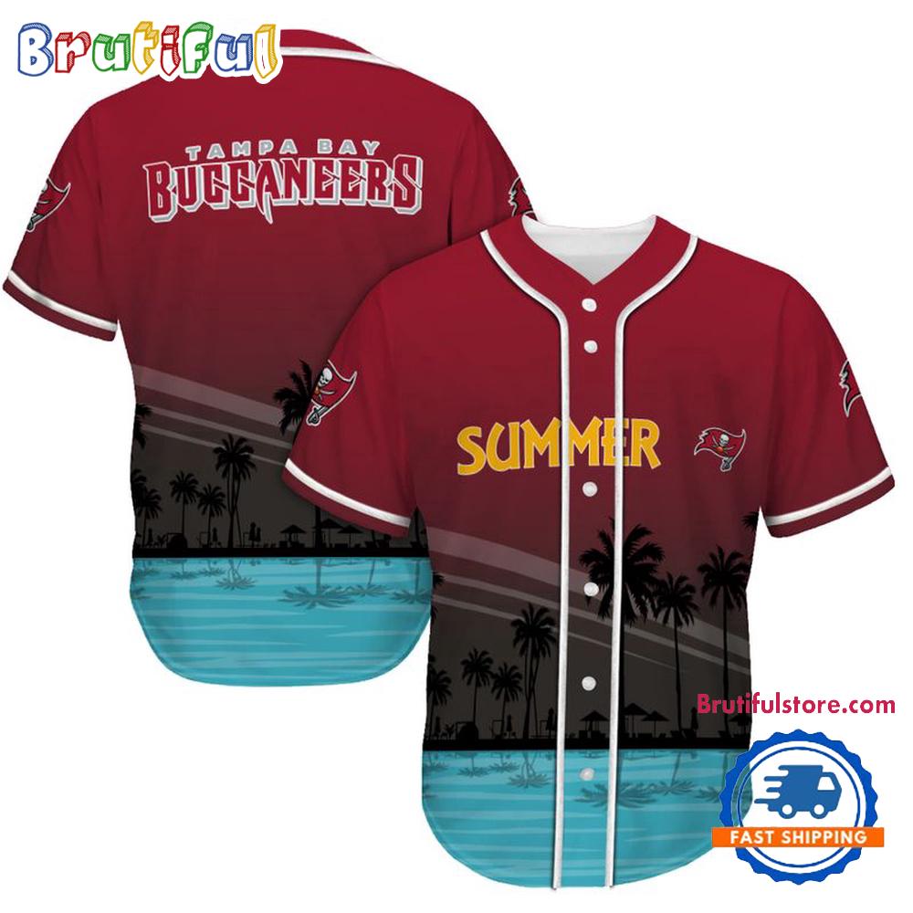 NFL Tampa Bay Buccaneers Palm Trees Summer On The Beach Baseball Jersey