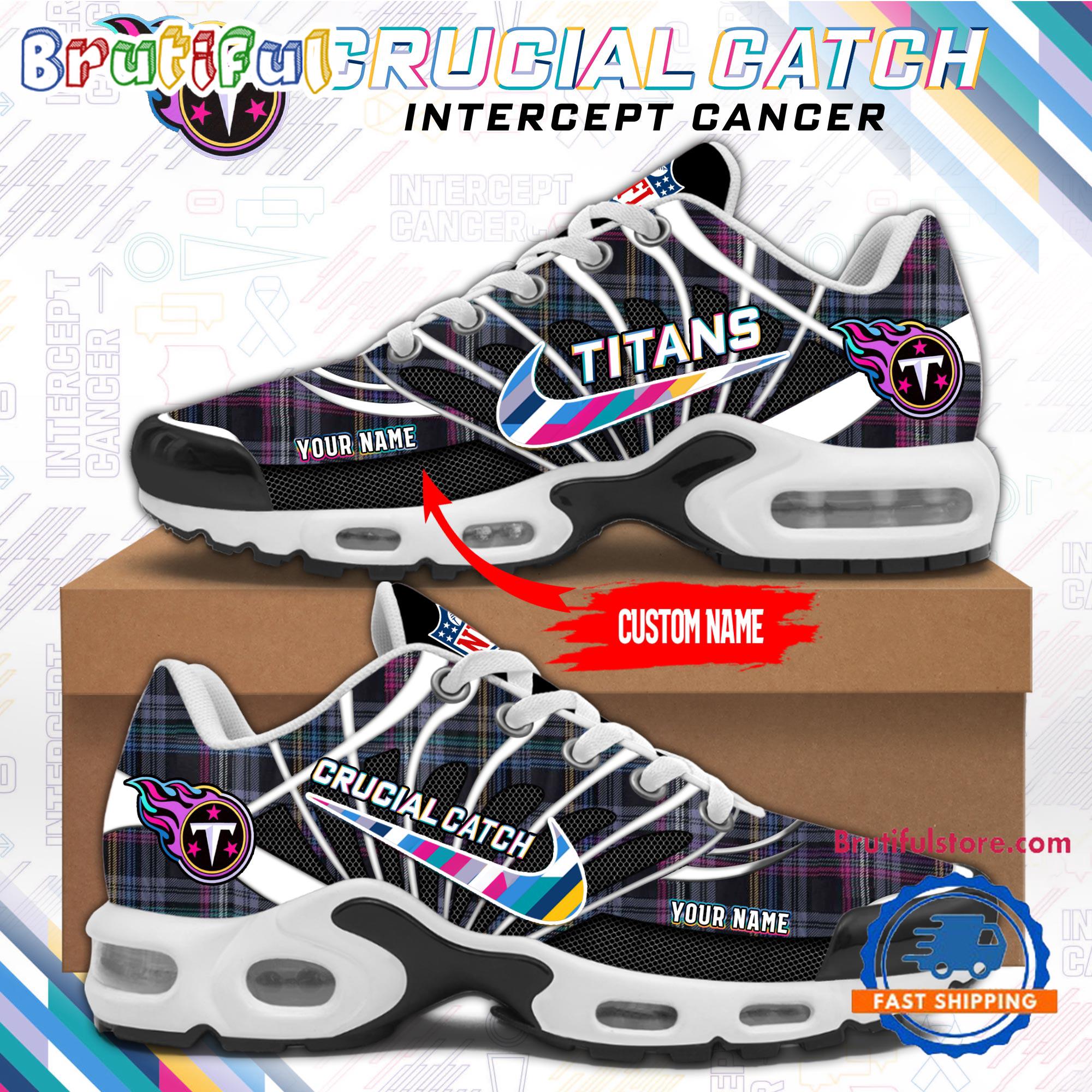 NFL Tennessee Titans Crucial Catch Intercept Cancer Air Max Plus Shoes Sneaker