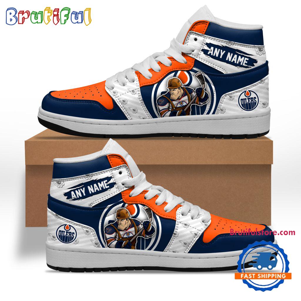 NHL Edmonton Oilers Team Mascot Design Air Jordan 1 Hightop Shoes