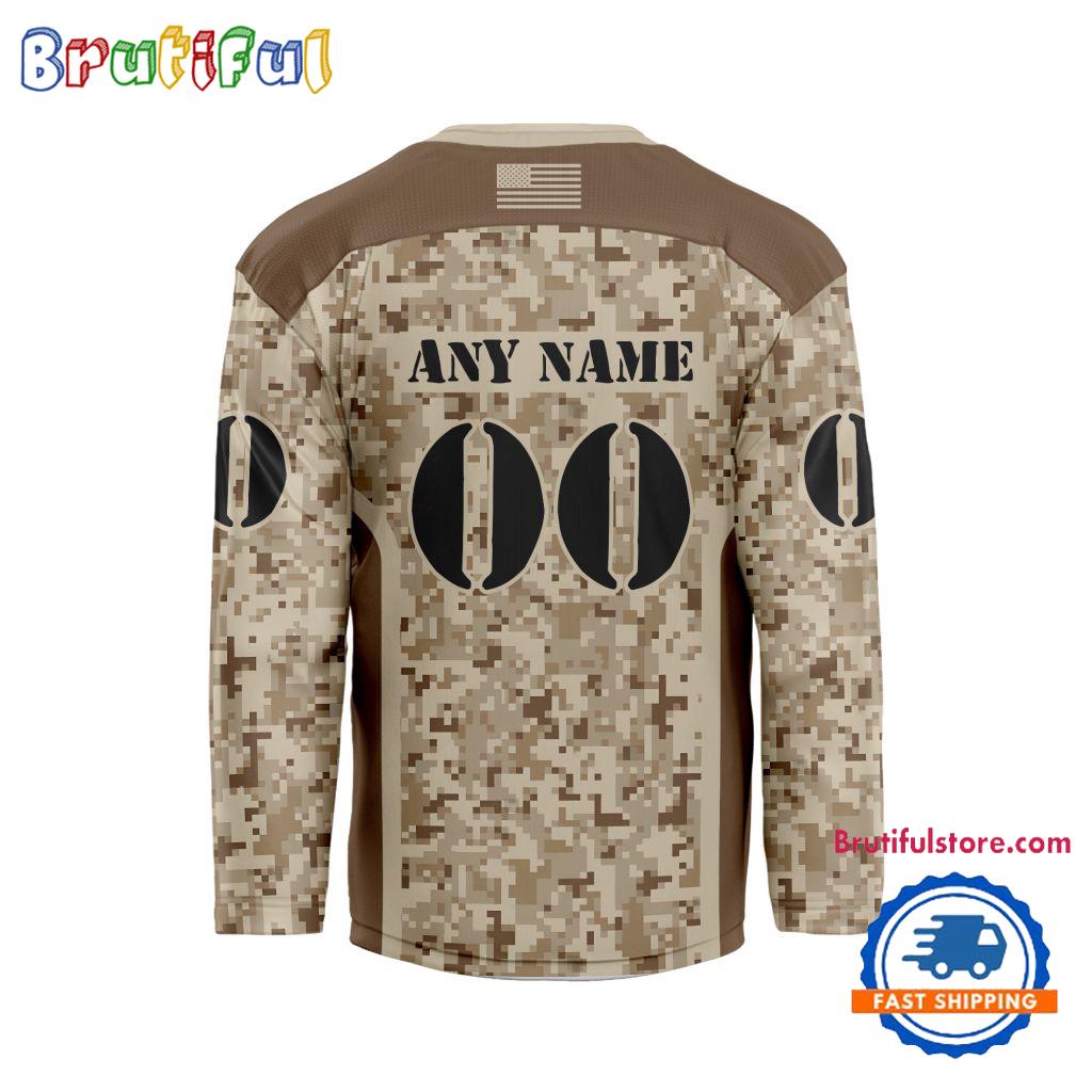 NHL Los Angeles Kings Special Veterans Military Desert Camouflage Design Hockey Jersey