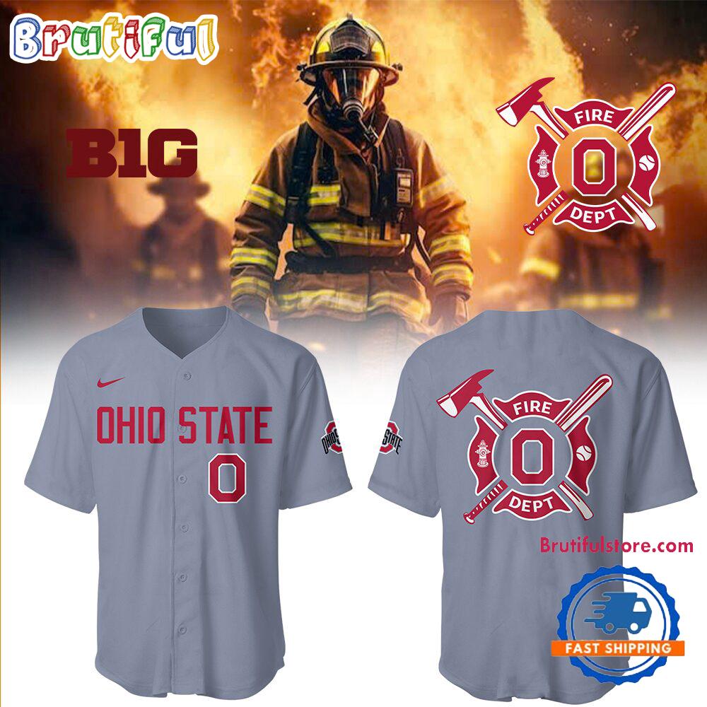 Ohio State Baseball x Firefighter Appreciation Night 3D Print Jersey Shirt