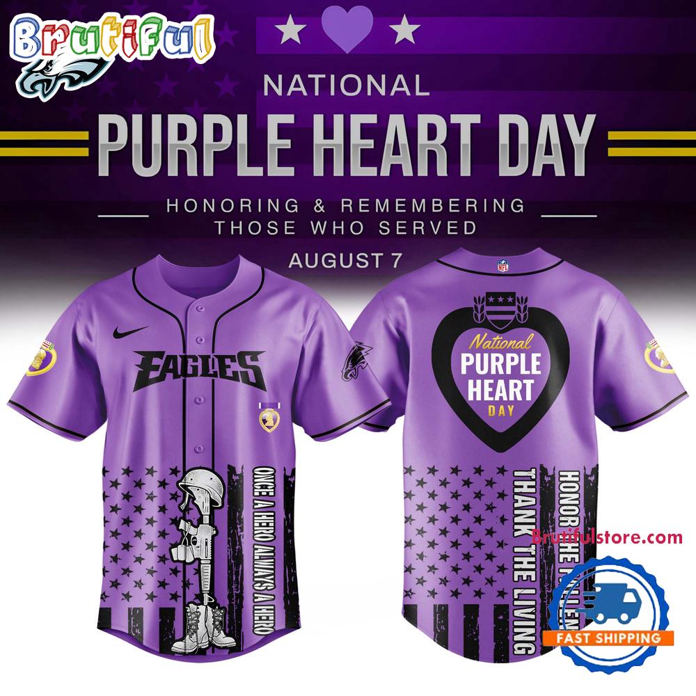 Philadelphia Eagles Purple Heart Day Limited Edition Baseball Jersey