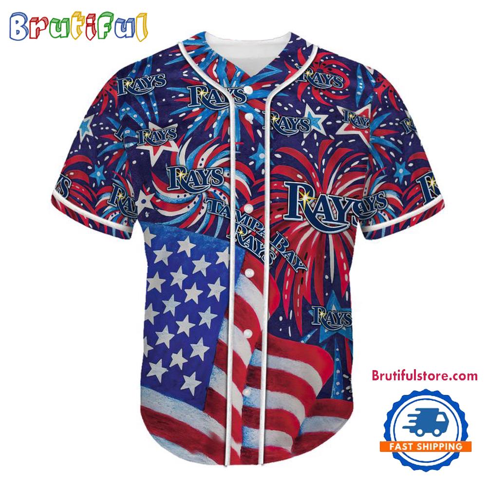 Tampa Bay Rays USA Flag Independence Day Baseball Jersey, Sport Team 4th of July Jersey