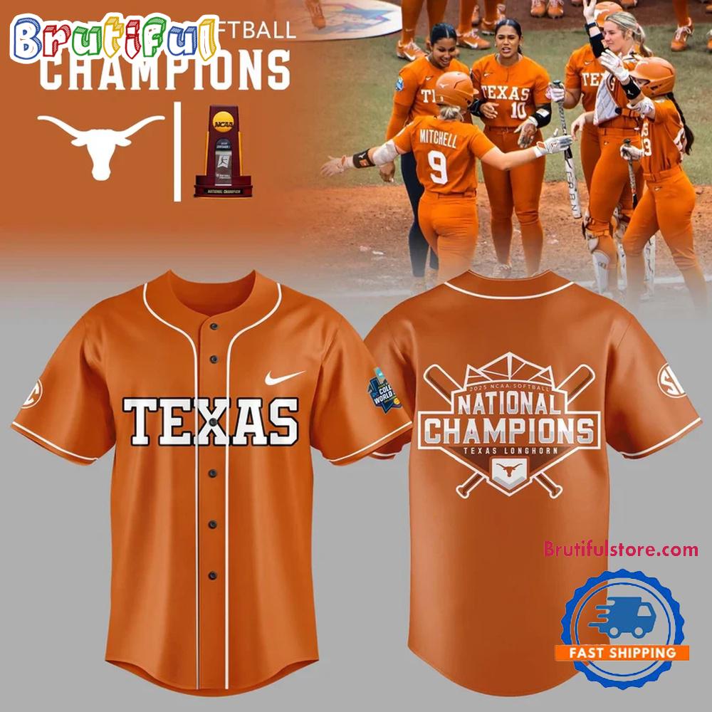 Texas Longhorns Softball Women's College World Series 2025 Champions Baseball Jersey