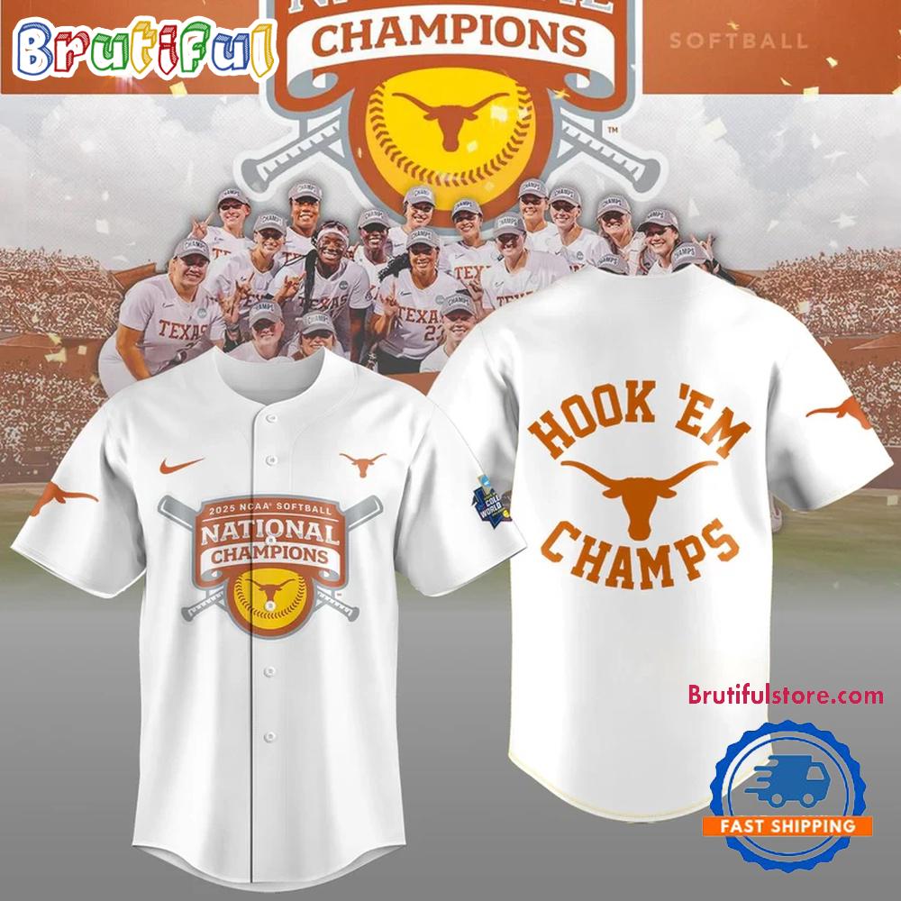 Texas Longhorns Softball Women's College World Series 2025 Champions Hook 'Em Jersey Shirt